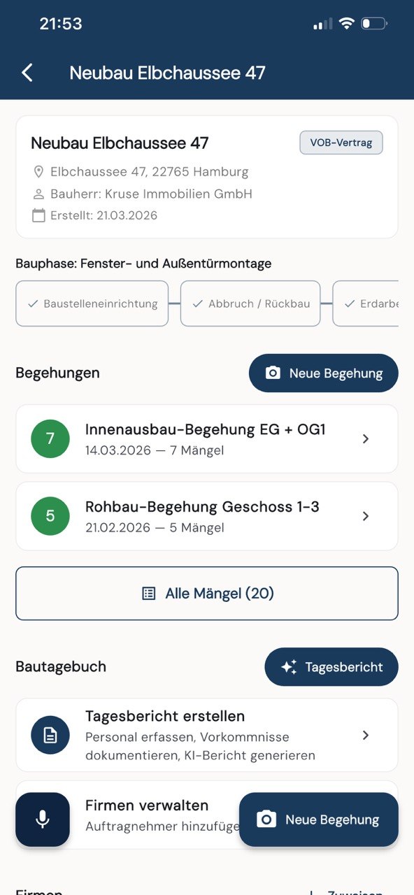 Baunario Projektübersicht