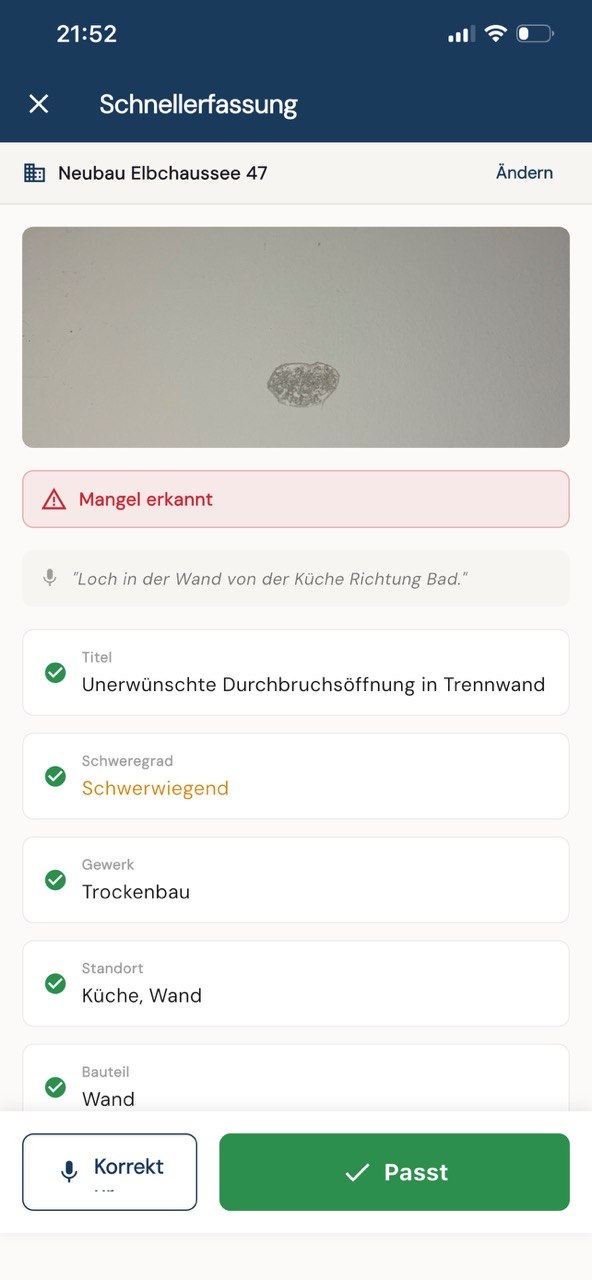 Baunario KI-Erfassung