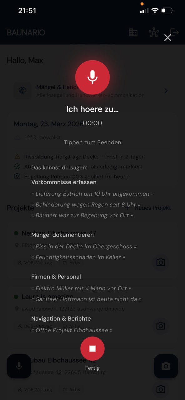 Baunario Spracheingabe