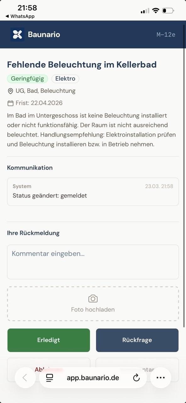 Baunario Handwerker-Webformular